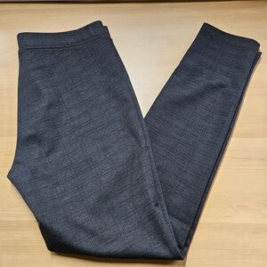 Kenar Dark Charcoal Subtle Plaid Pull On Stretch Legging Style Pants